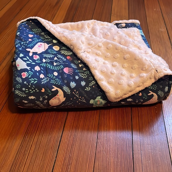 Weighted blanket, 15 pounds, pink narwhals - Picture 1 of 7